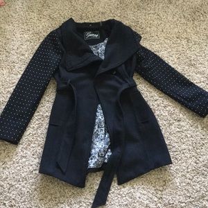 Black Wool Peacoat by Guess